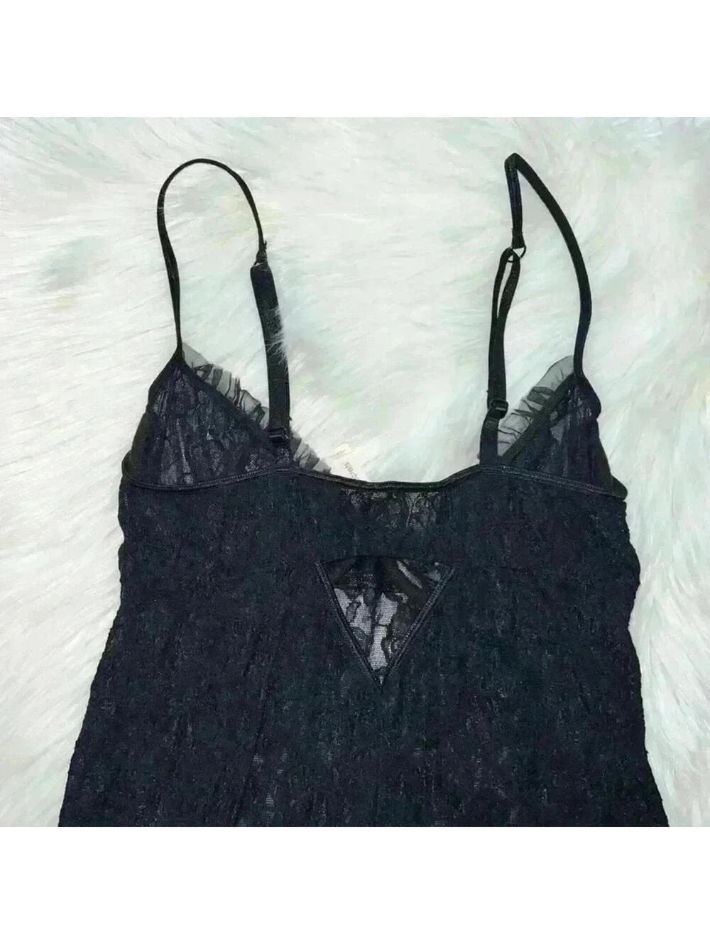 Inner Secrets Lingerie Y2K Gothic Lace Babydoll Ruffle Hem Medium - Picture 9 of 9